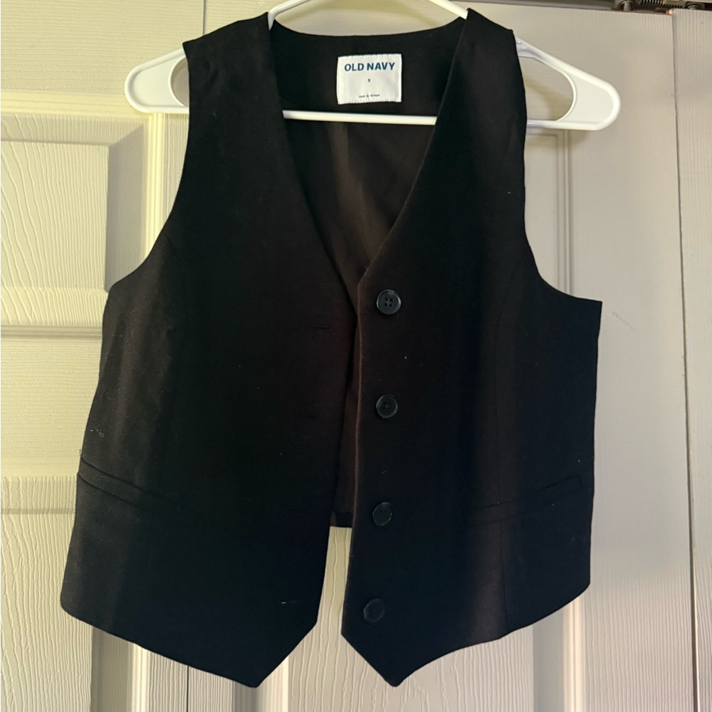 Old Navy Black Tailored Button Vest